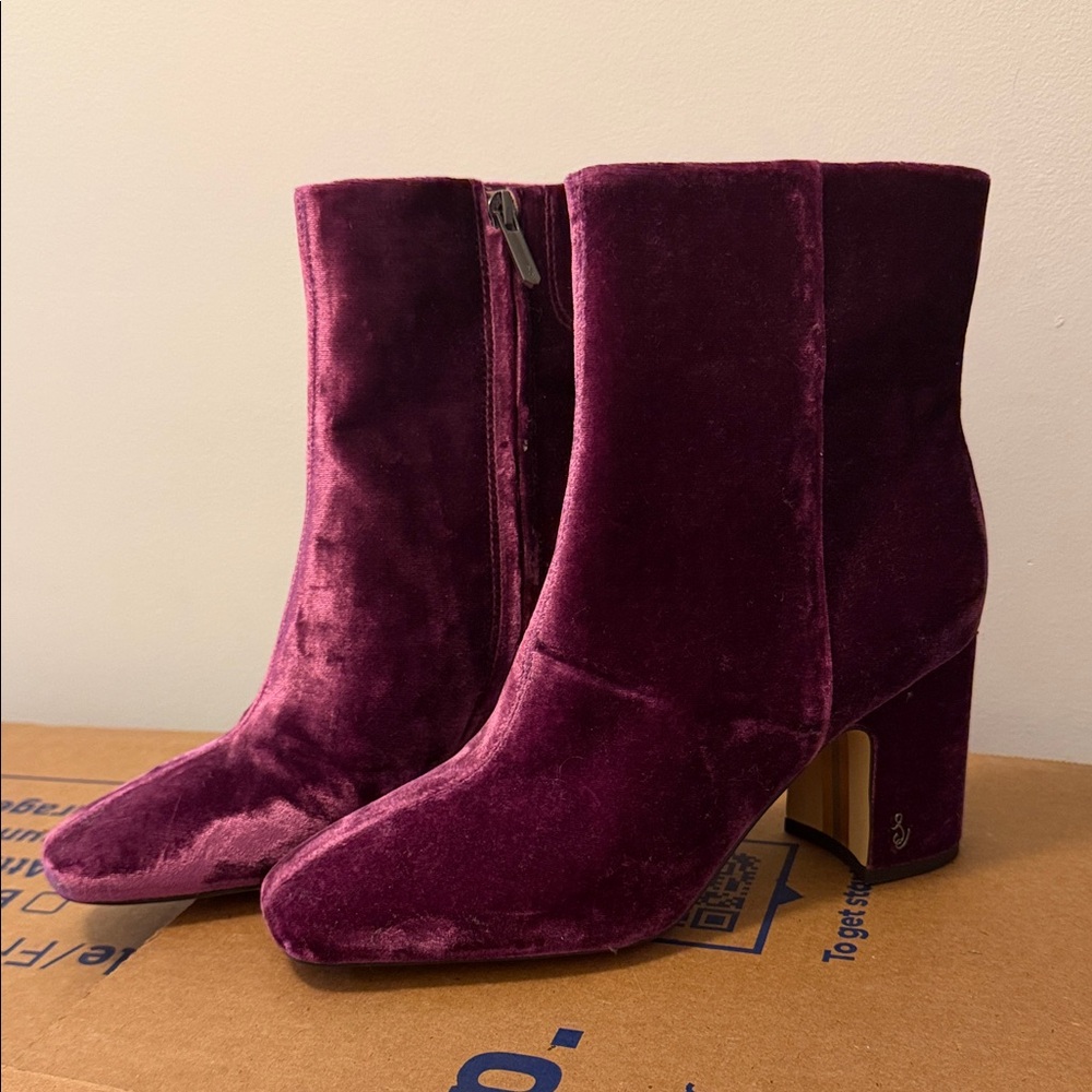 Sam Edelman Velvet Heeled Boots Purple